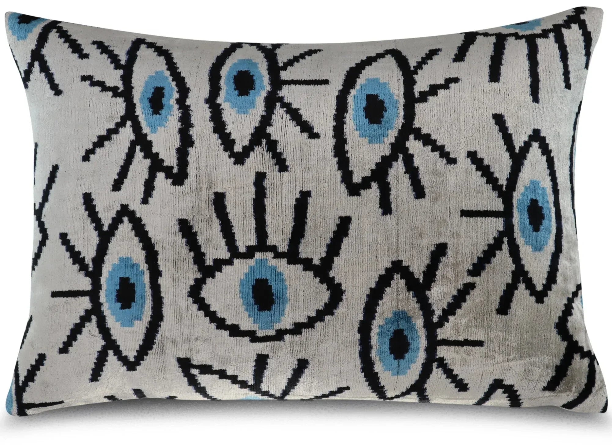 Canvello Silver Black Blue Vegetable Dyed Handmade Turkish Silk Velvet Pillow - A Work of Art Canvello