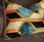 Canvello Soft Velvet Blue Gold Black Pillows For Sofa - 16X24 in Canvello