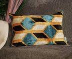 Canvello Soft Velvet Blue Gold Black Pillows For Sofa - 16X24 in Canvello