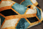 Canvello Soft Velvet Blue Gold Black Pillows For Sofa - 16X24 in Canvello