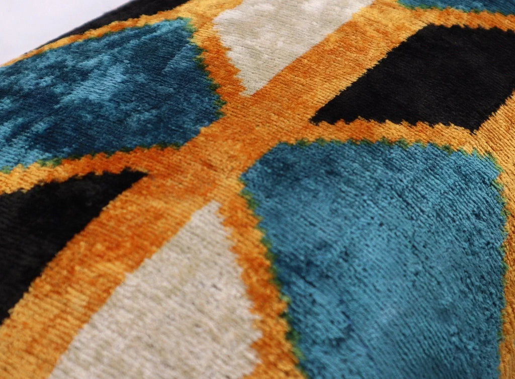 Canvello Soft Velvet Blue Gold Black Pillows For Sofa - 16X24 in Canvello