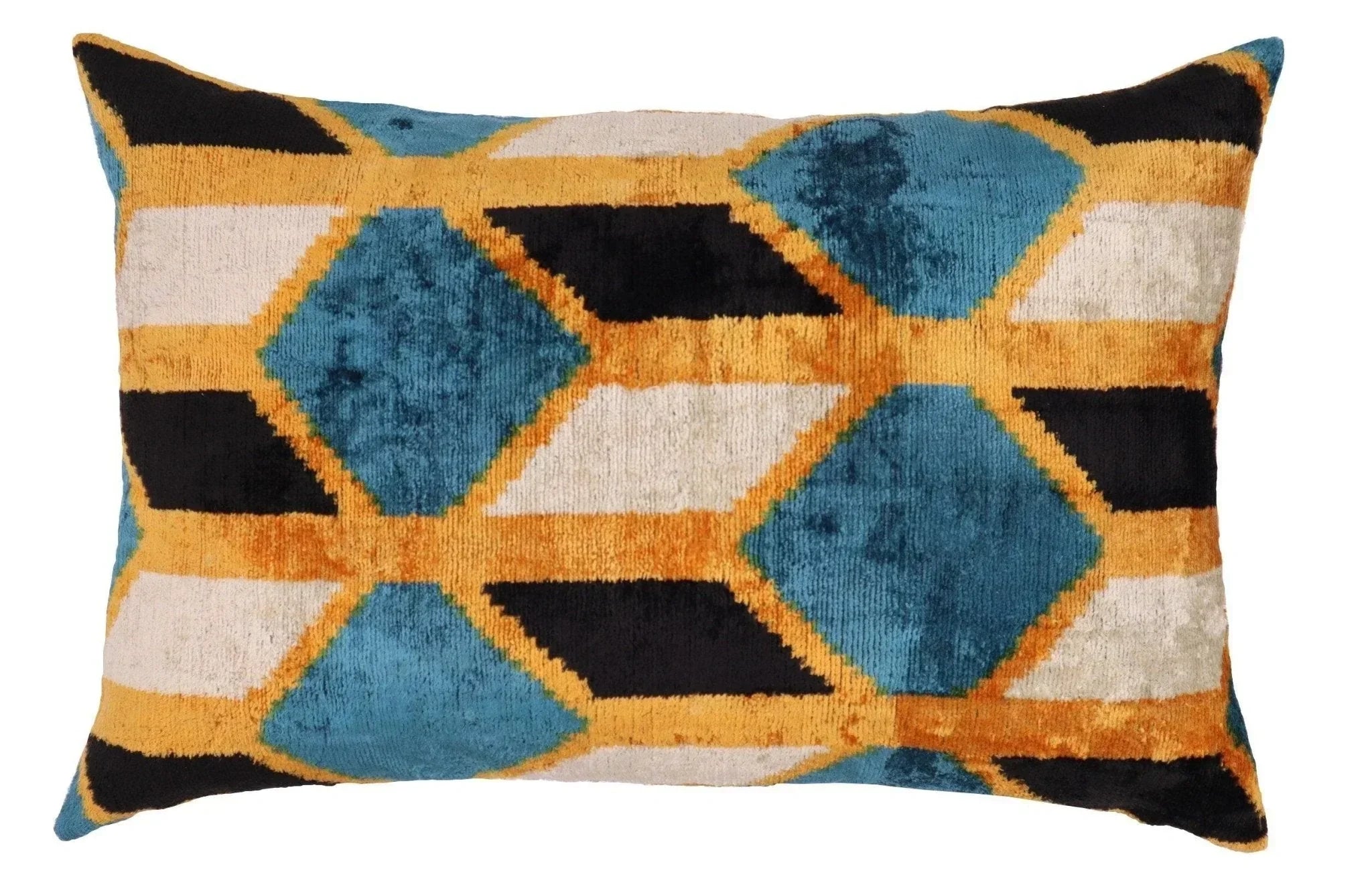 Canvello Soft Velvet Blue Gold Black Pillows For Sofa - 16X24 in Canvello