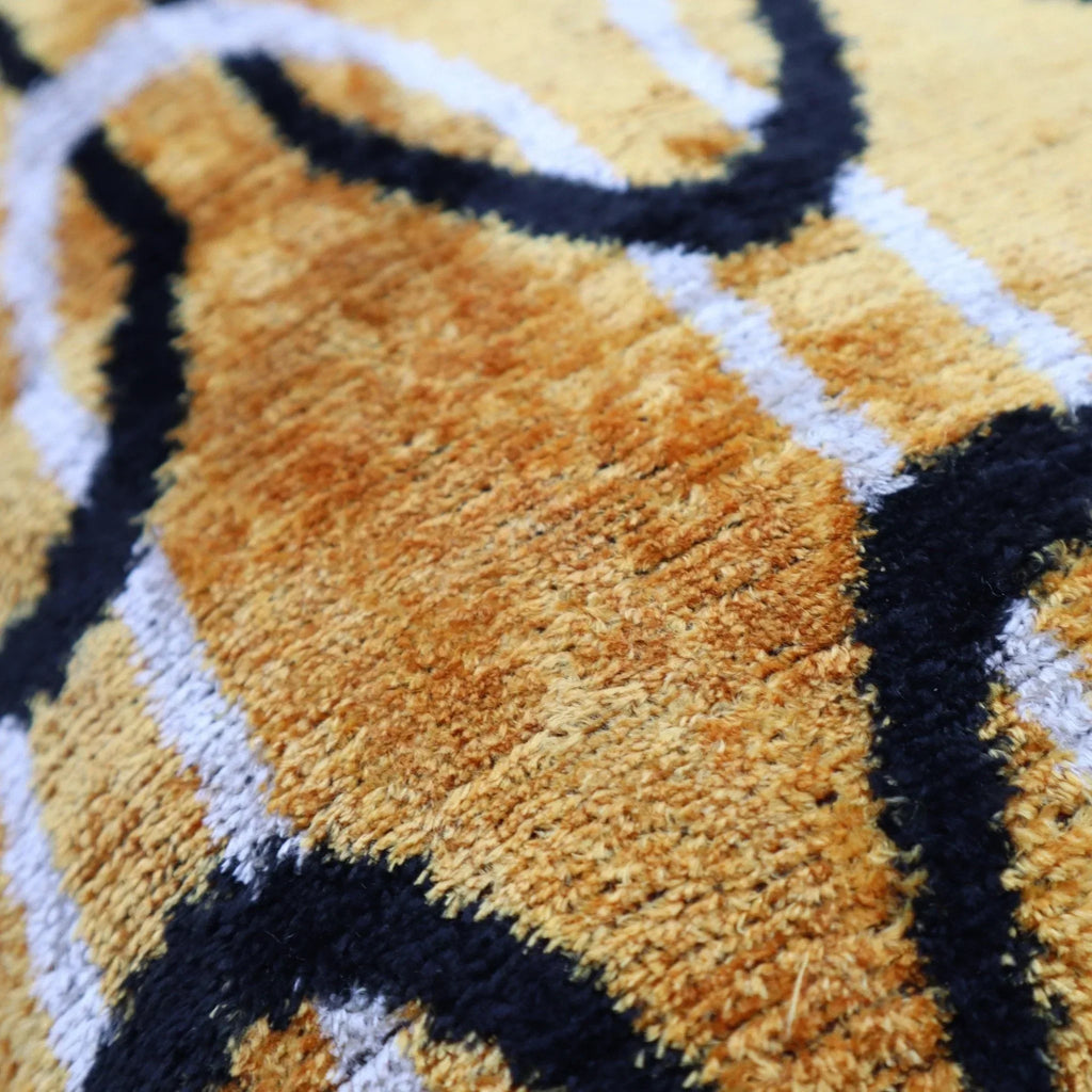 Canvello Soft Velvet Silk Gold Bkack Couch Cushion with Fown Insert - 16x24, detail shot - House Of Avana