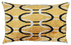 Canvello Soft Velvet Silk Gold Bkack Couch Cushion with Fown Insert - 16x24, front view - House Of Avana