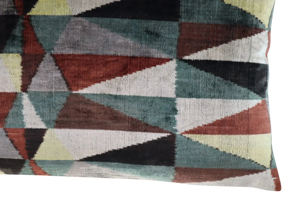 Canvello Teal Beige Brown Vegetable Dyed Handmade Turkish Silk Velvet Pillow - A Work of Art Canvello