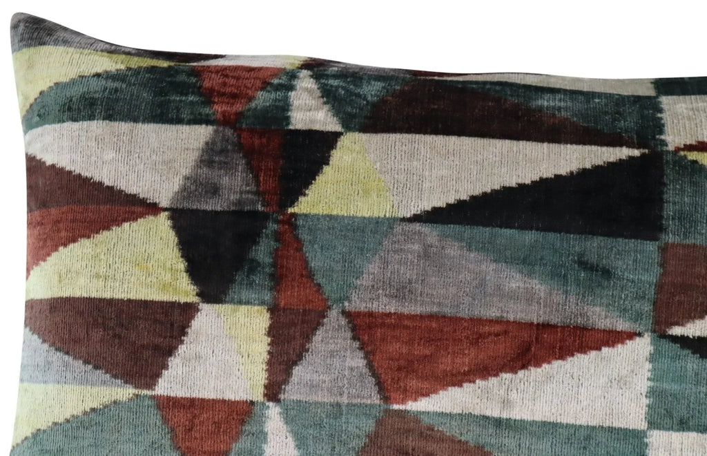 Canvello Teal Beige Brown Vegetable Dyed Handmade Turkish Silk Velvet Pillow - A Work of Art Canvello