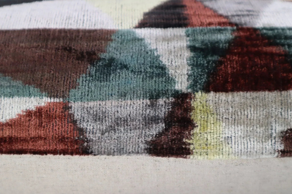 Canvello Teal Beige Brown Vegetable Dyed Handmade Turkish Silk Velvet Pillow - A Work of Art Canvello