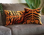 Canvello Tiger Print Burnt Orange Throw Pillow | 16x24 | 16x16 |Set of 2| Canvello