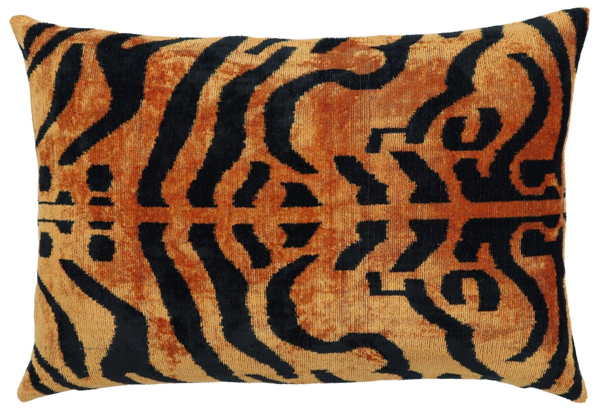 Canvello Tiger Print Burnt Orange Throw Pillow | 16x24 | 16x16 |Set of 2| Canvello