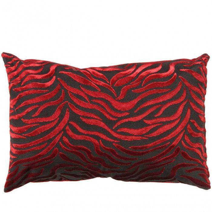 Canvello Tigre Pillow Red & Black Velvet- 16'' X 24'' Canvello