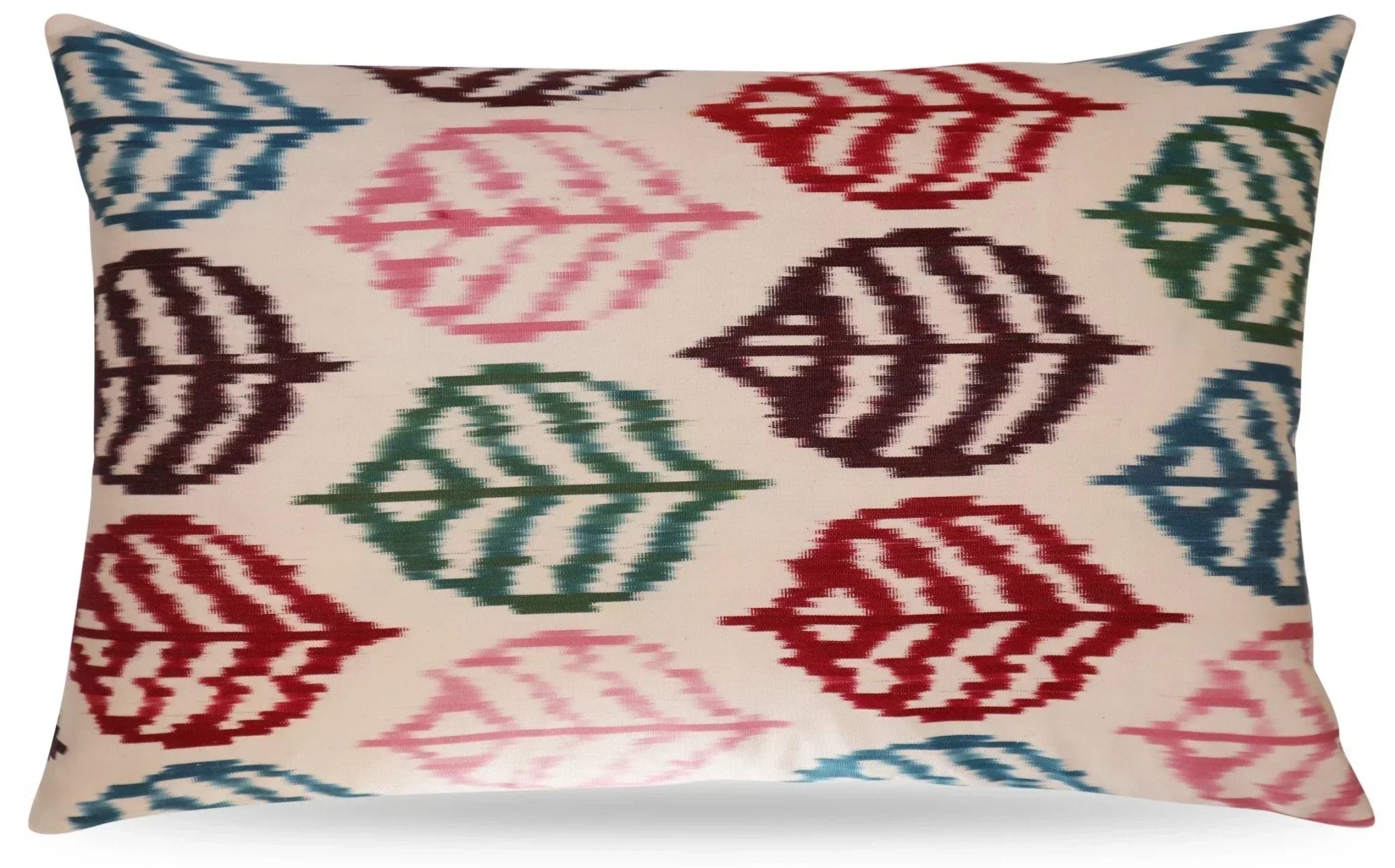 Canvello Turkish Silk Ikat White Throw Pillow - TI 28 Canvello