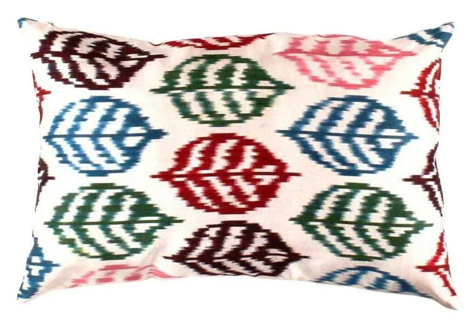 Canvello Turkish Silk Ikat White Throw Pillow - TI 28 Canvello