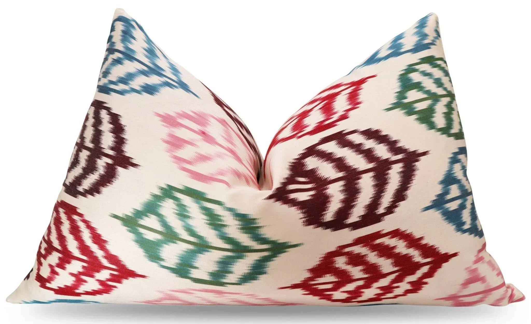 Canvello Turkish Silk Ikat White Throw Pillow - TI 28 Canvello