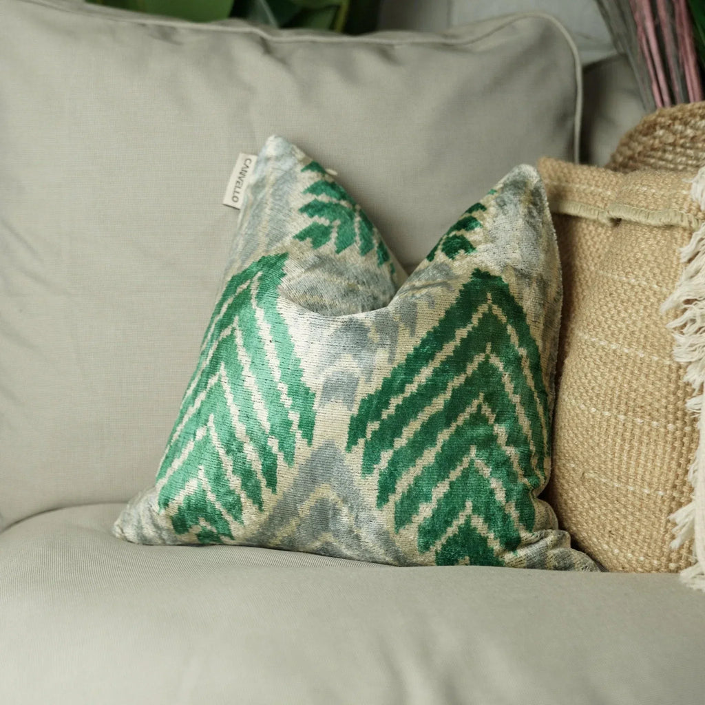 Canvello Unique Green Pillows + Down Insert 16"x16" Canvello