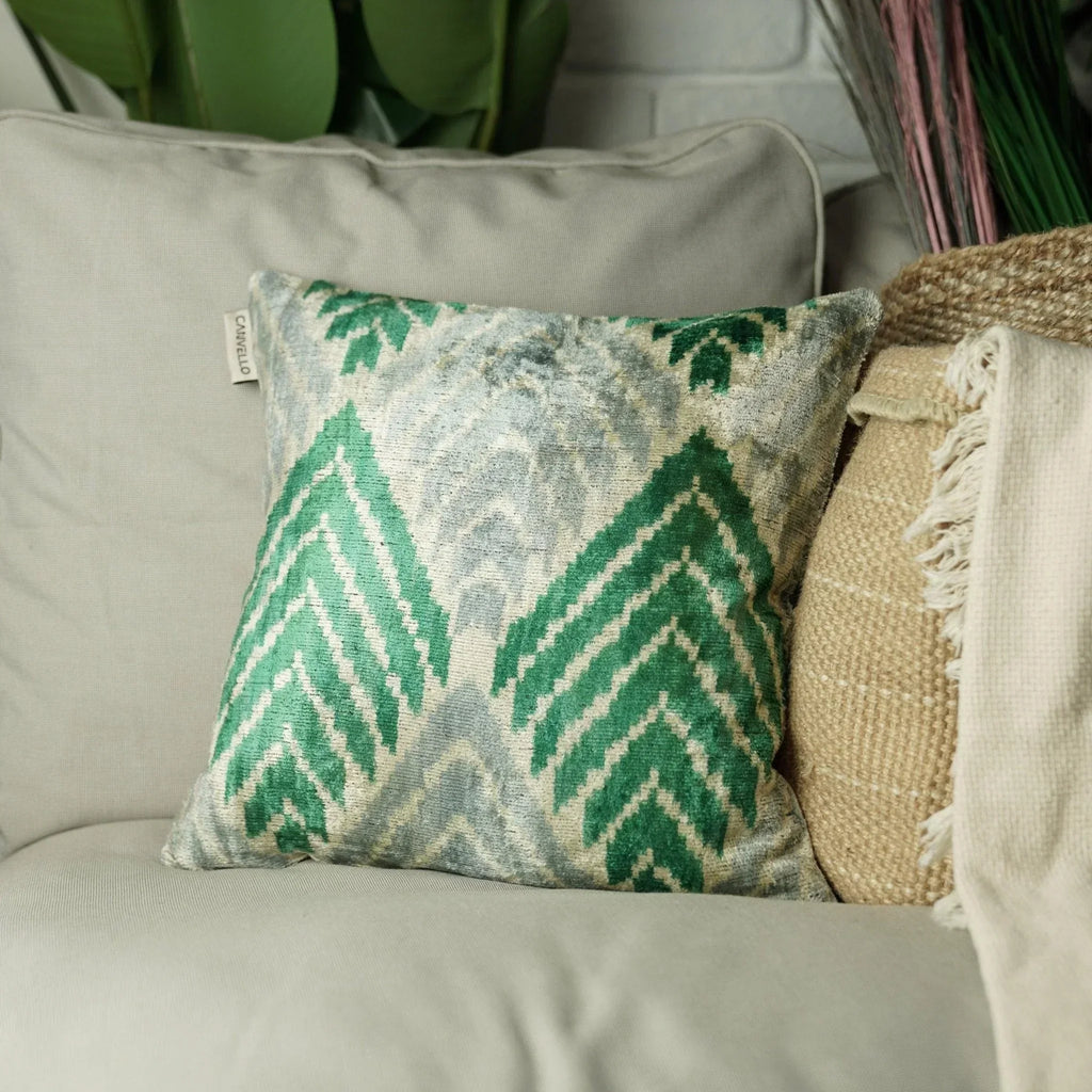 Canvello Unique Green Pillows + Down Insert 16"x16" Canvello