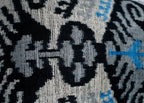 Canvello Unique THROW PILLOW, + Down Feather, Couch Cushion, Luxury Fabric, Decorative Black Blue Silk VELVET Ikat Lumbar Throw Pillow 16X24 Canvello