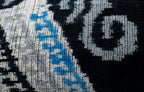 Canvello Unique THROW PILLOW, + Down Feather, Couch Cushion, Luxury Fabric, Decorative Black Blue Silk VELVET Ikat Lumbar Throw Pillow 16X24 Canvello