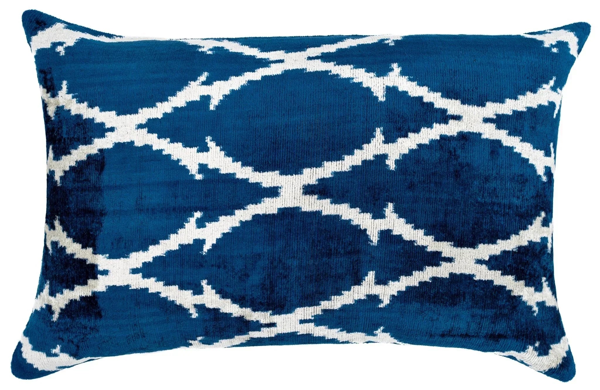 Canvello Unique THROW PILLOW + Down INSERT, Couch Cushion, Handmade Luxury Fabric, Decorative Super Soft Silk Velvet Navy Blue 16x24 in Canvello