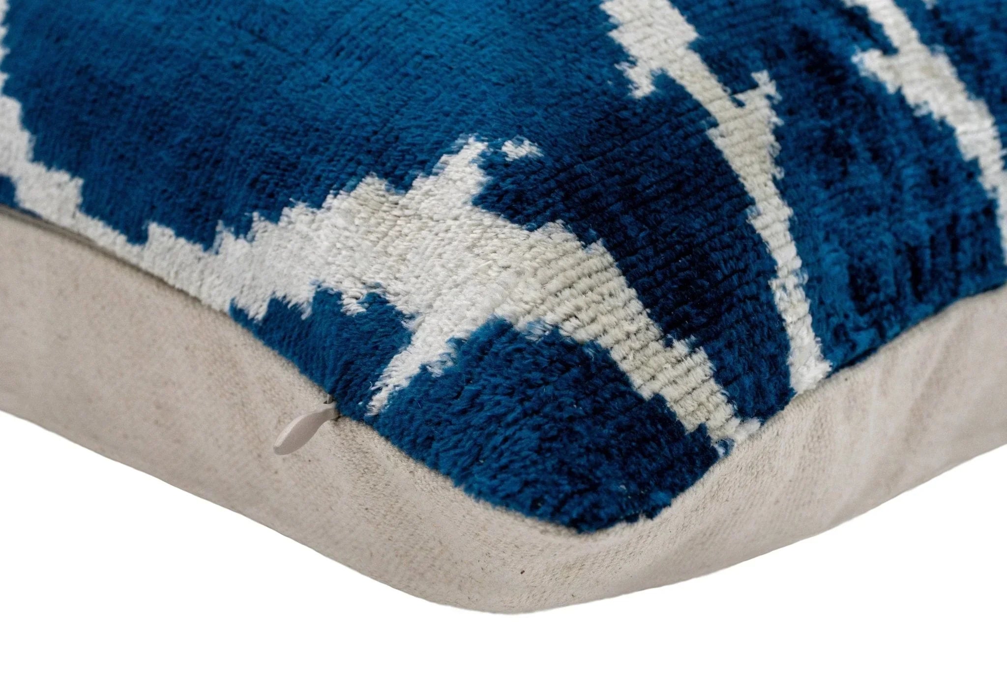 Canvello Unique THROW PILLOW + Down INSERT, Couch Cushion, Handmade Luxury Fabric, Decorative Super Soft Silk Velvet Navy Blue 16x24 in Canvello