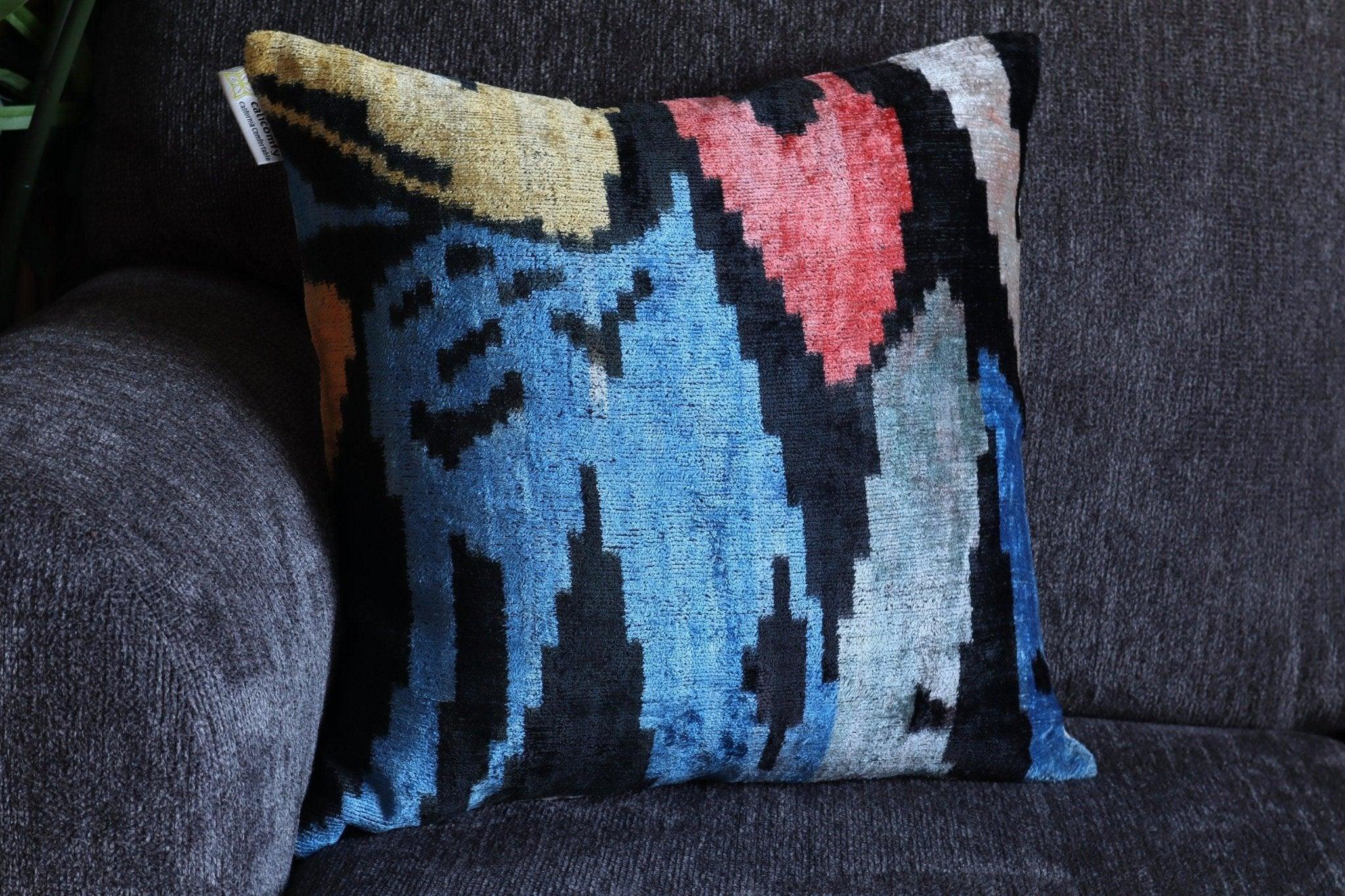 Canvello Velvet Abstract Square Pillow with Down Insert - 18x18 in Canvello