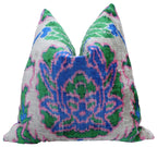 Canvello Velvet Floral Navy Pink Throw Pillow with Down Insert - 18x18 in Canvello