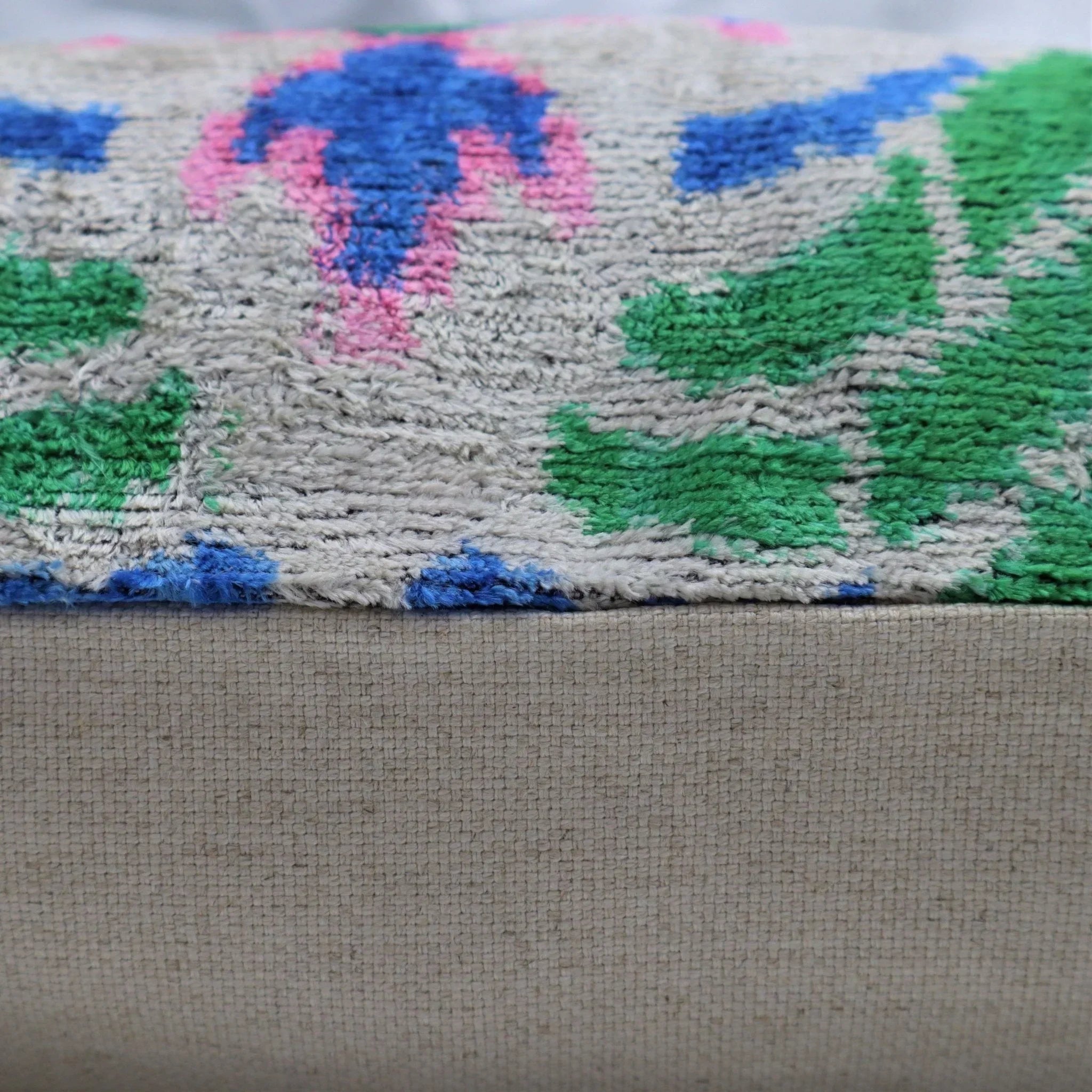 Canvello Velvet Floral Navy Pink Throw Pillow with Down Insert - 18x18 in Canvello