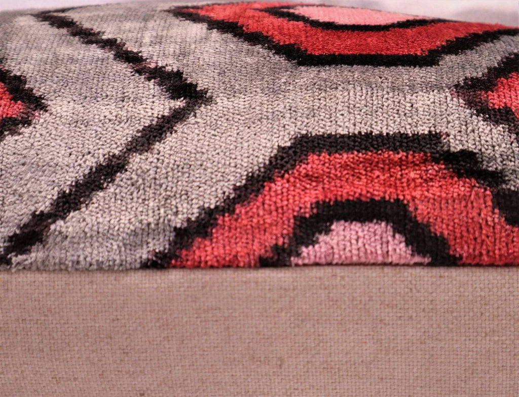 Canvello Velvet Silk Gray Pink Farmhouse Throw Pillows - 24x16 in, angled view - House Of Avana