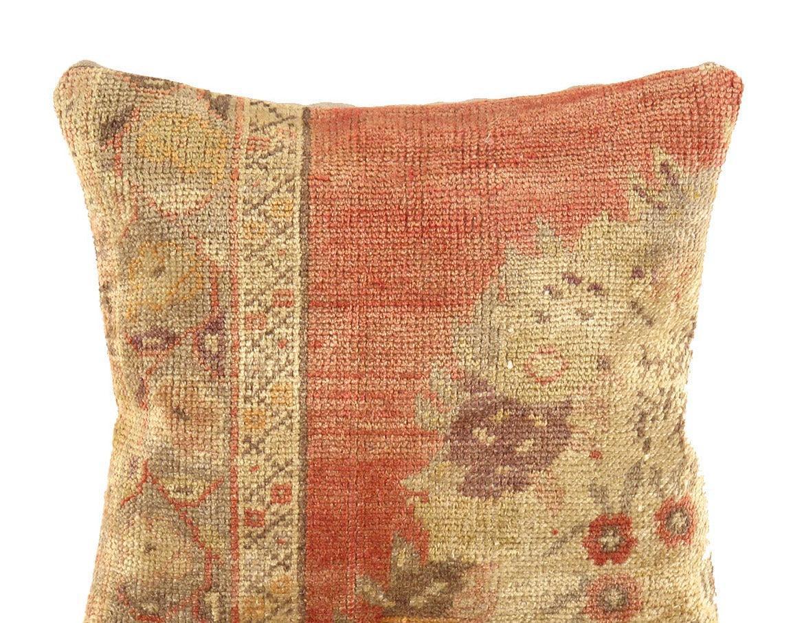 Canvello Vintage Turkish Hand Knotted Rug Pillow - 16" X 16", back view - House Of Avana