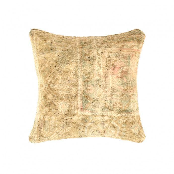 Canvello Vintage Turkish Hand Knotted Rug Pillow - 16" X 16" Canvello