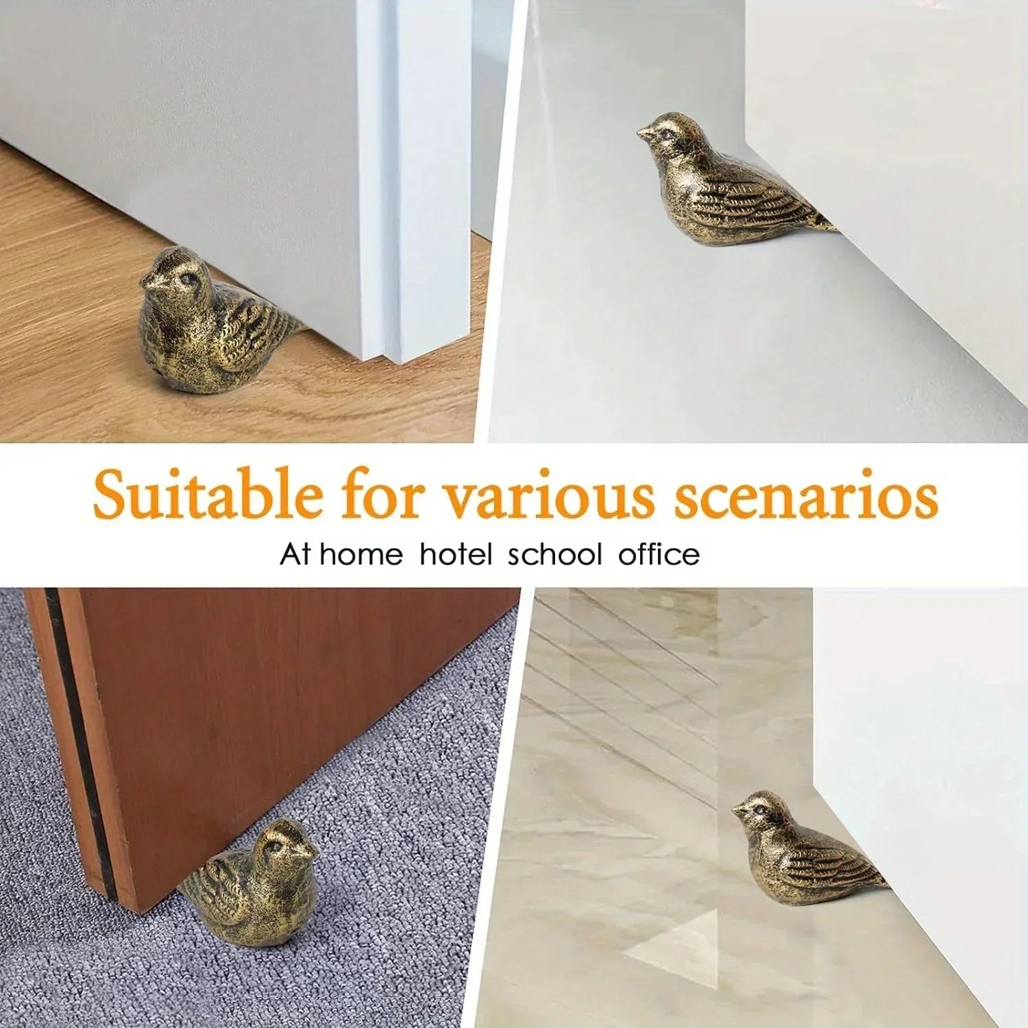 Cast Iron Bird Heavy Duty Door Stopper Avoid Drilling Holes with Handle Metal Antique Decorative Vintage... - House Of Avana