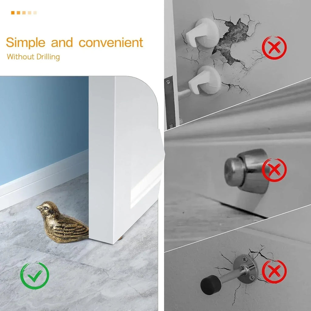 Cast Iron Bird Heavy Duty Door Stopper Avoid Drilling Holes with Handle Metal Antique Decorative Vintage... - House Of Avana