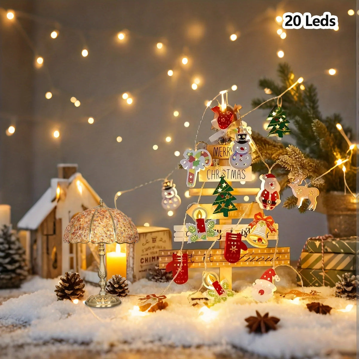 Cast Iron Christmas Garland Led Warm White Lights - House Of Avana [[SKU:HOA-FLR-029]]