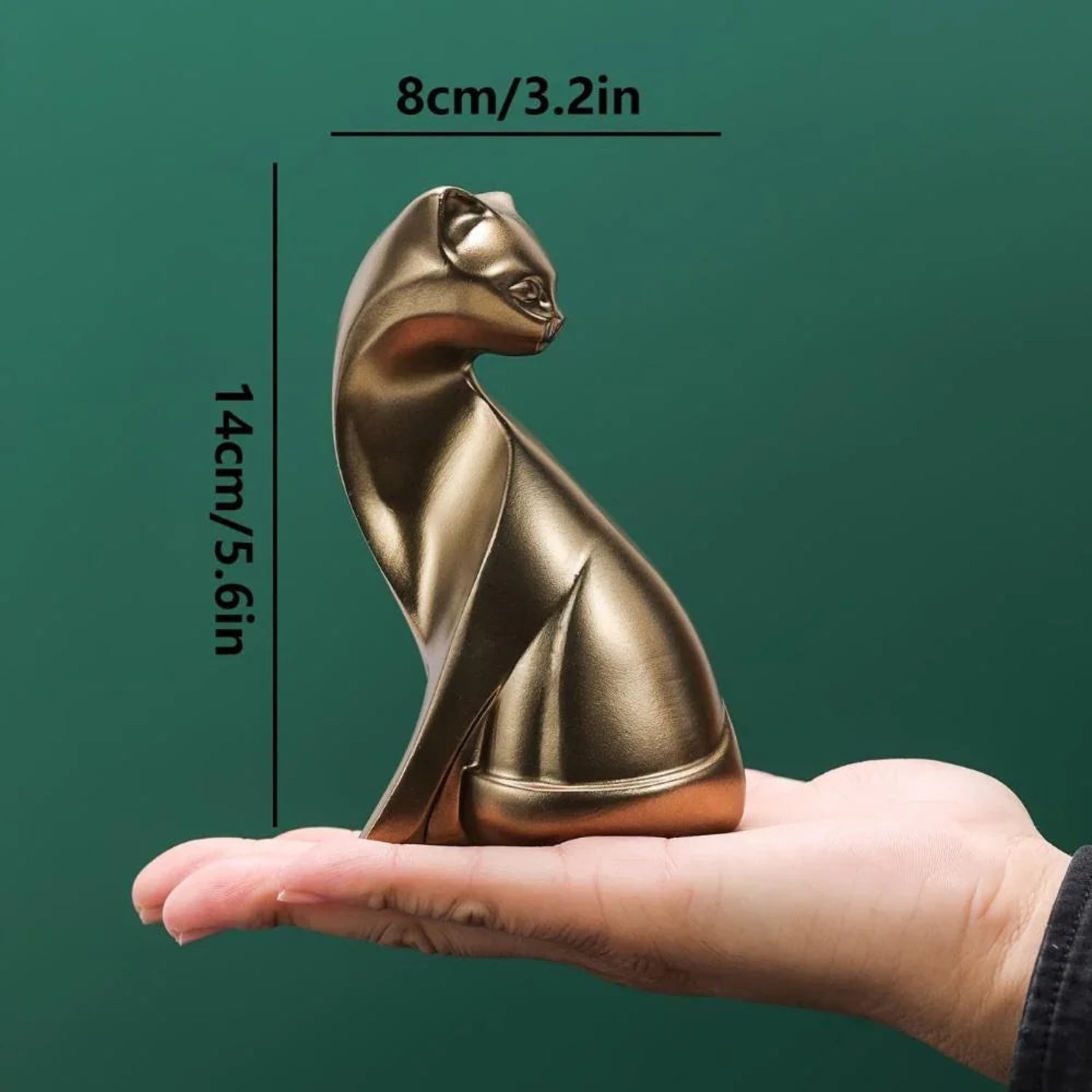 Bronze Cat Figurine, side view - House Of Avana