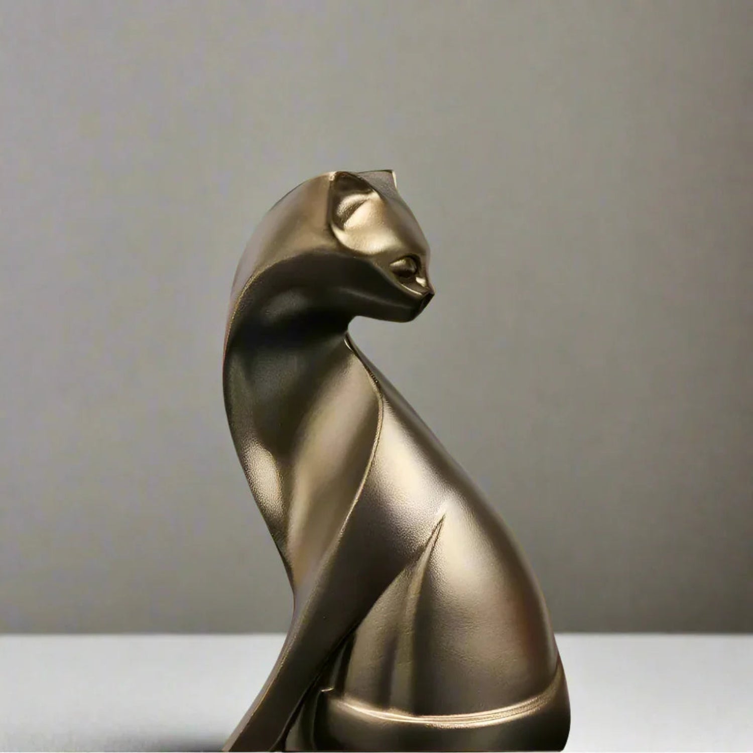 Bronze Cat Figurine, front view - House Of Avana