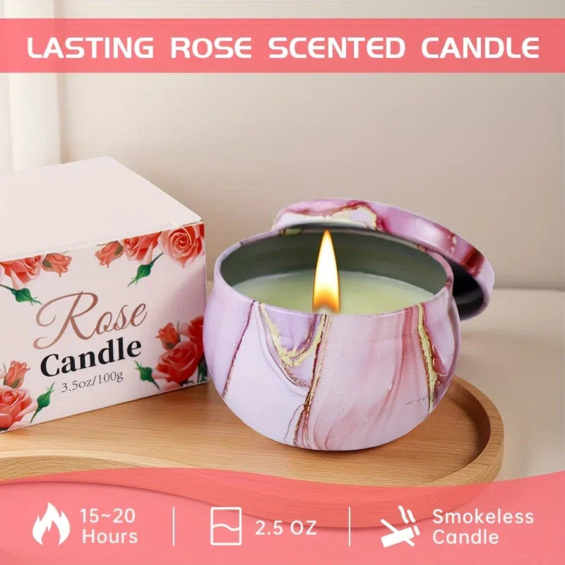 Ceramic Bath Gift Set with Rose Scented Candles and Essential Oils, lifestyle image - House Of Avana [[SKU:HOA-GFT-012]]