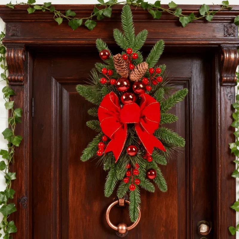 Bow Christmas Ornament , Red Berries Pinecones Pine Needles , Holiday Decoration for Trees Home Office Party , No Power Needed Easy-to-Hang Loop , Christmas Valentine's Day Easter Halloween Decor , Year-Round Use Seasonal Hom House Of Avana