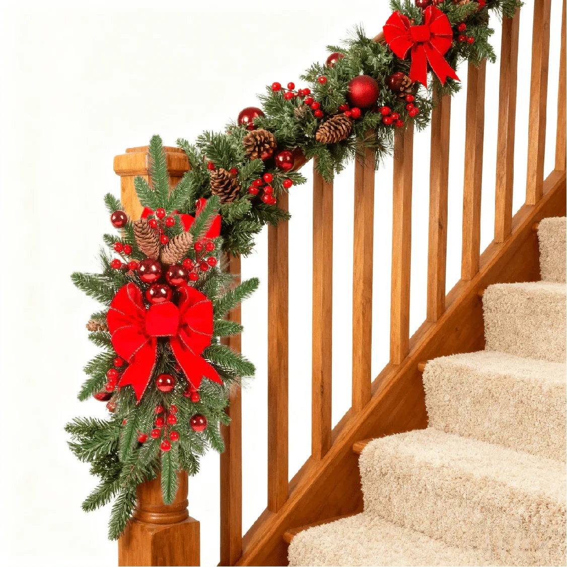 Bow Christmas Ornament , Red Berries Pinecones Pine Needles , Holiday Decoration for Trees Home Office Party , No Power Needed Easy-to-Hang Loop , Christmas Valentine's Day Easter Halloween Decor , Year-Round Use Seasonal Hom House Of Avana