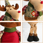 3pcs Christmas Plush Figurine Set with Adjustable Standing Legs - Santa, Snowman & Reindeer Soft Fabric Decorations with Expressive Faces, Posable Arms & Plush Bodies for Indoor/Outdoor Tabletop, Mantel, Shelf - No Electricit House Of Avana [[SKU:HOA-SCU-206]]
