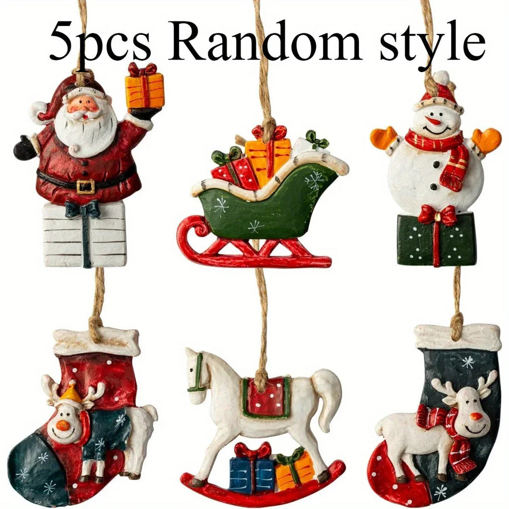 Ceramic Christmas Tree Topper Set - Santa, Snowman & Sleigh Ornaments - House Of Avana [[SKU:HOA-SCU-239]]