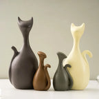 Ceramic Cat Family Abstract Figurines Modern Art Statue Animal Sculpture Home Living Room Shelf... - House Of Avana