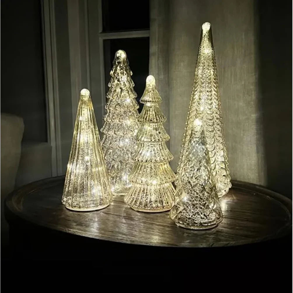 Ceramic Glowing Christmas Tree Figurine with Colorful Lights - House Of Avana