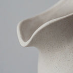Ceramic Kettle Vase, Rustic White Cylinder Pottery with Handle, angled view - House Of Avana [[SKU:HOA-VAS-022]]