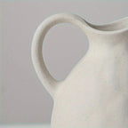 Ceramic Kettle Vase, Rustic White Cylinder Pottery with Handle, angled view - House Of Avana [[SKU:HOA-VAS-022]]