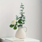 Ceramic Kettle Vase, Rustic White Cylinder Pottery with Handle, lifestyle image - House Of Avana