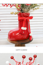 Ceramic Red Vase Planter with Snowflake & Ornament Design - House Of Avana