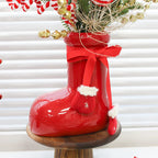 Ceramic Red Vase Planter with Snowflake & Ornament Design - House Of Avana