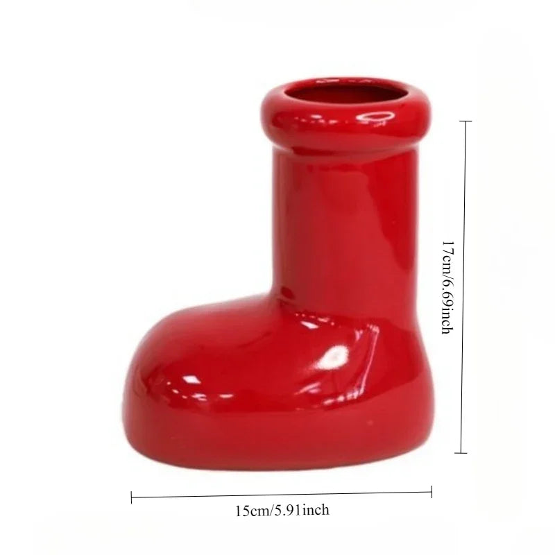 Ceramic Red Vase Planter with Snowflake & Ornament Design - House Of Avana