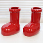 Ceramic Red Vase Planter with Snowflake & Ornament Design - House Of Avana