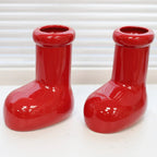 Ceramic Red Vase Planter with Snowflake & Ornament Design - House Of Avana [[SKU:HOA-SCU-225]]