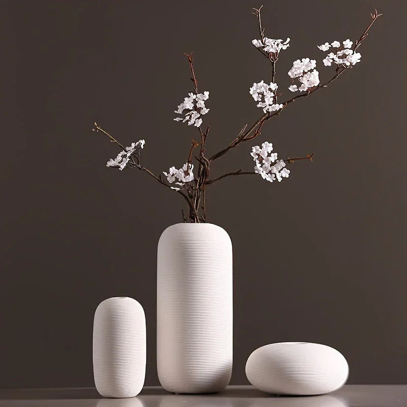 Ceramic Scandinavian Vase for Tabletop Flower Arrangement, back view - House Of Avana